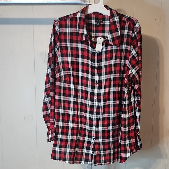 Talbots Red and Black Plaid Shirt - Picture 1 of 6